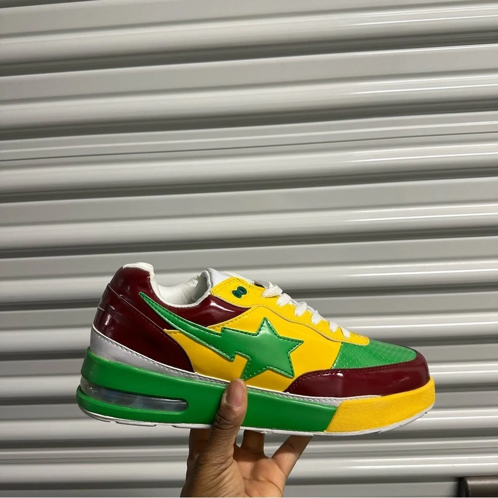 Vintage y2k bape roadsta sneakers shoe green brown yellow mens 9.5 NEW